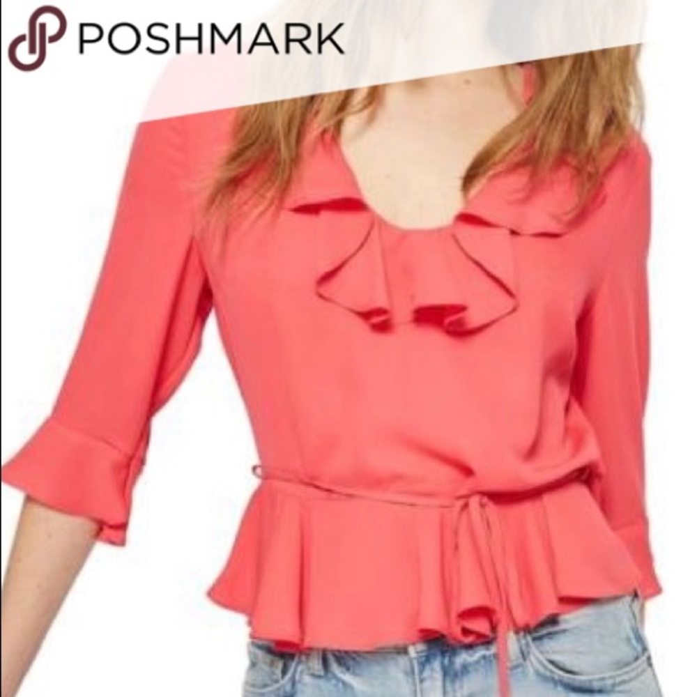 Frilly Phoebe Blouse Top Shop pink size 10!!